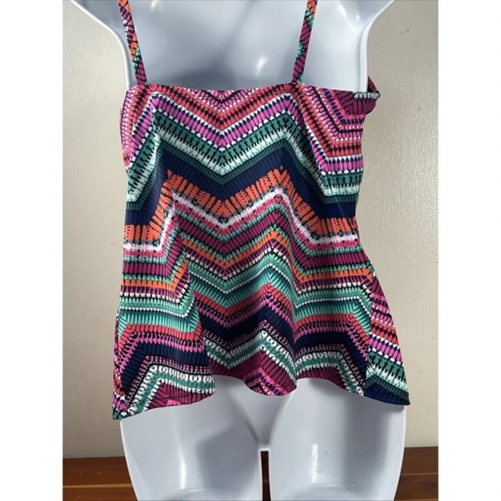 NWT AMERICAN BEACH  Geometric boho PADDED Tankini Top 12‎ beach pool